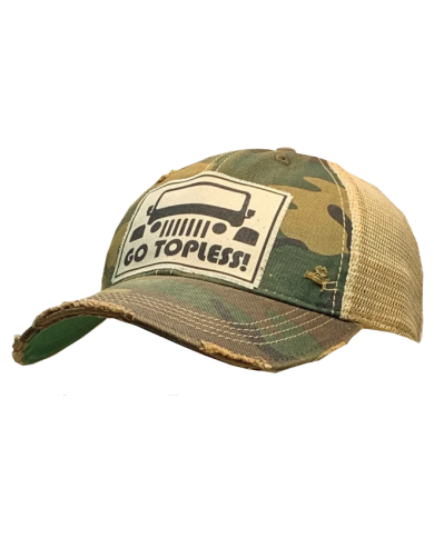 "Go Topless" Distressed Trucker Hat