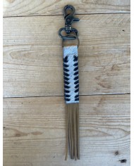 Striped Leather Keychain