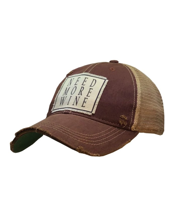 "Need More Wine" Distressed Trucker Hat