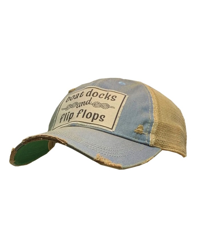 "Boat Docks & Flip Flops" Distressed Trucker Hats