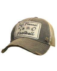 "Fall Flannel & Football" Distressed Trucker Hat