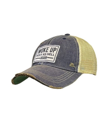 "Woke Up Sexy As Hell Again" Distressed Trucker Hat