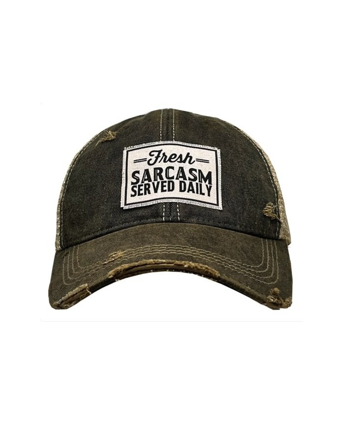 "Fresh Sarcasm Served Daily" Distressed Trucker Hat