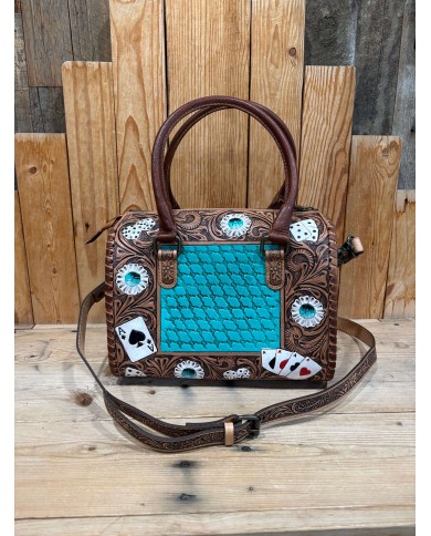 Turquoise Cowhide Aces MEDIUM Speedy Crossbody