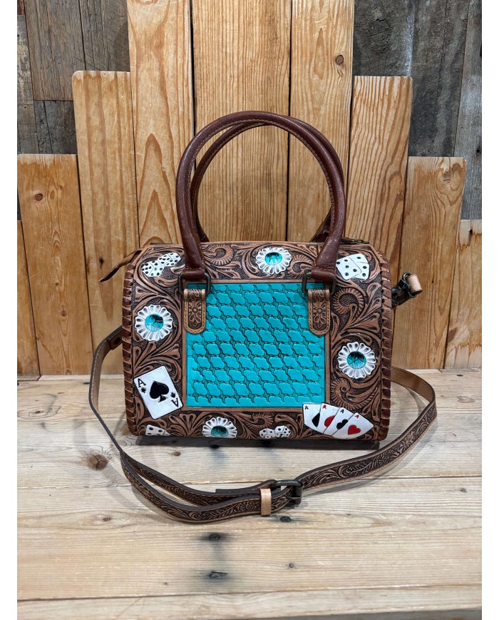 Turquoise Cowhide Aces MEDIUM Speedy Crossbody