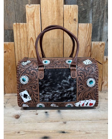 Turquoise Cowhide Aces LARGE Speedy Crossbody