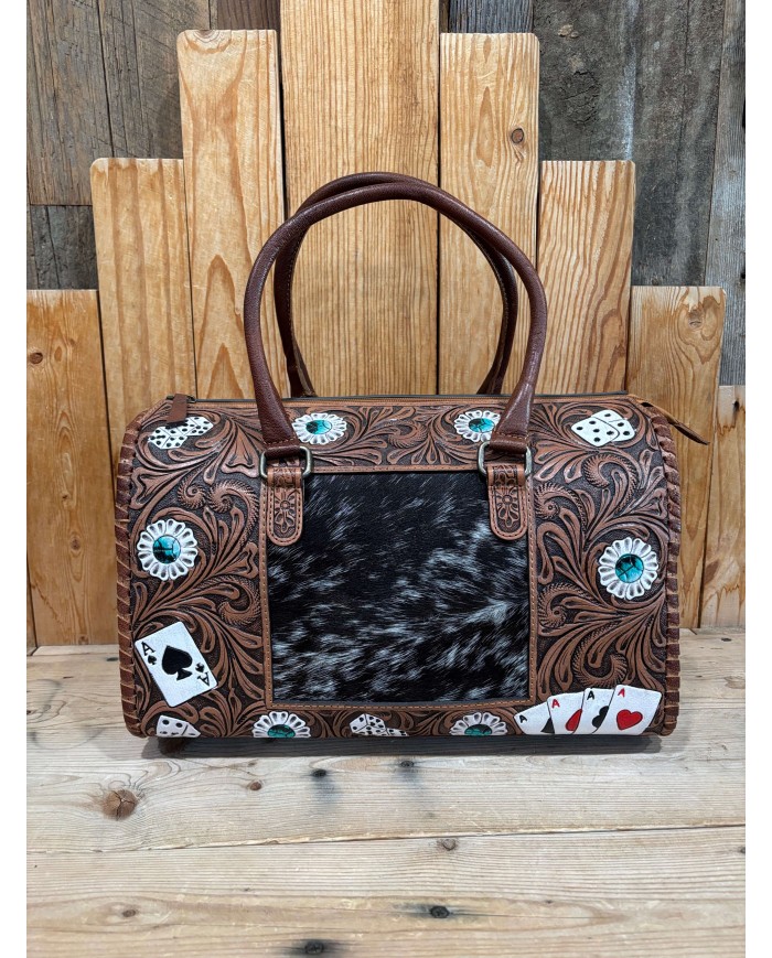 Turquoise Cowhide Aces LARGE Speedy Crossbody