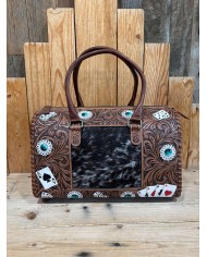 Turquoise Cowhide Aces LARGE Speedy Crossbody