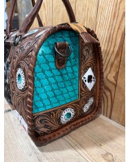 Turquoise Cowhide Aces LARGE Speedy Crossbody