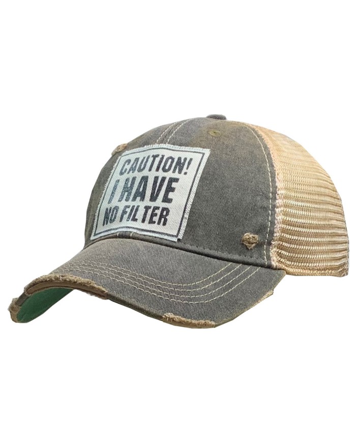 "Caution I Have No Filter" Distressed Trucker Hat