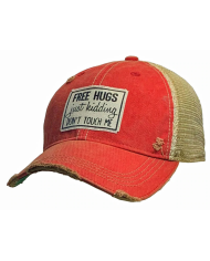 "Free Hugs Just Kidding Don't Touch Me" Distressed Trucker Hat