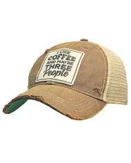 "I Like Coffee And Maybe 3 People" Distressed Trucker Hat