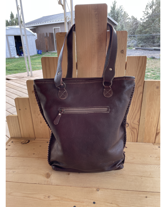 Blue Ripples Leather & Hairon Tote Bag