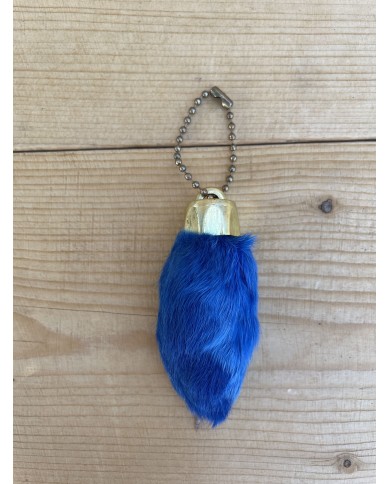 Blue Rabbit Foot Keychain