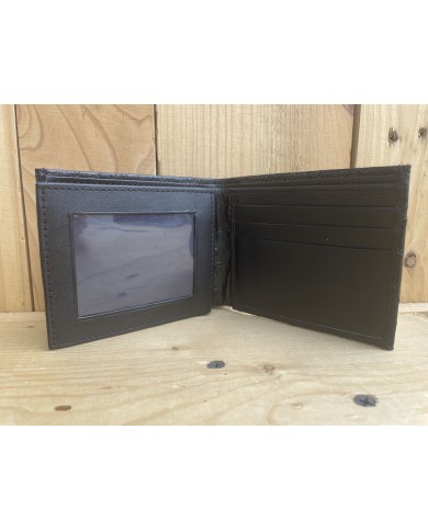 Ostrich Black Wallet W/ Center Flap