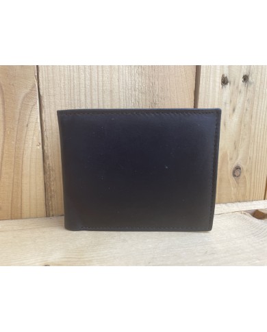 Goat Skin Bi-fold Black Wallet