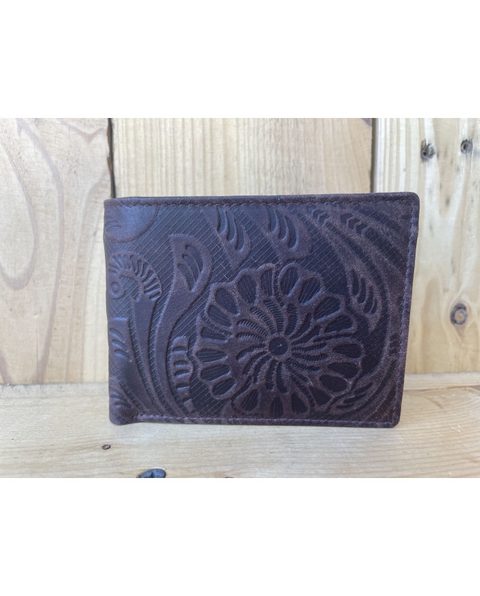 Brown Tooled Floral Wallet