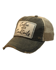"Coffee Until Cocktails" Distressed Trucker Hat